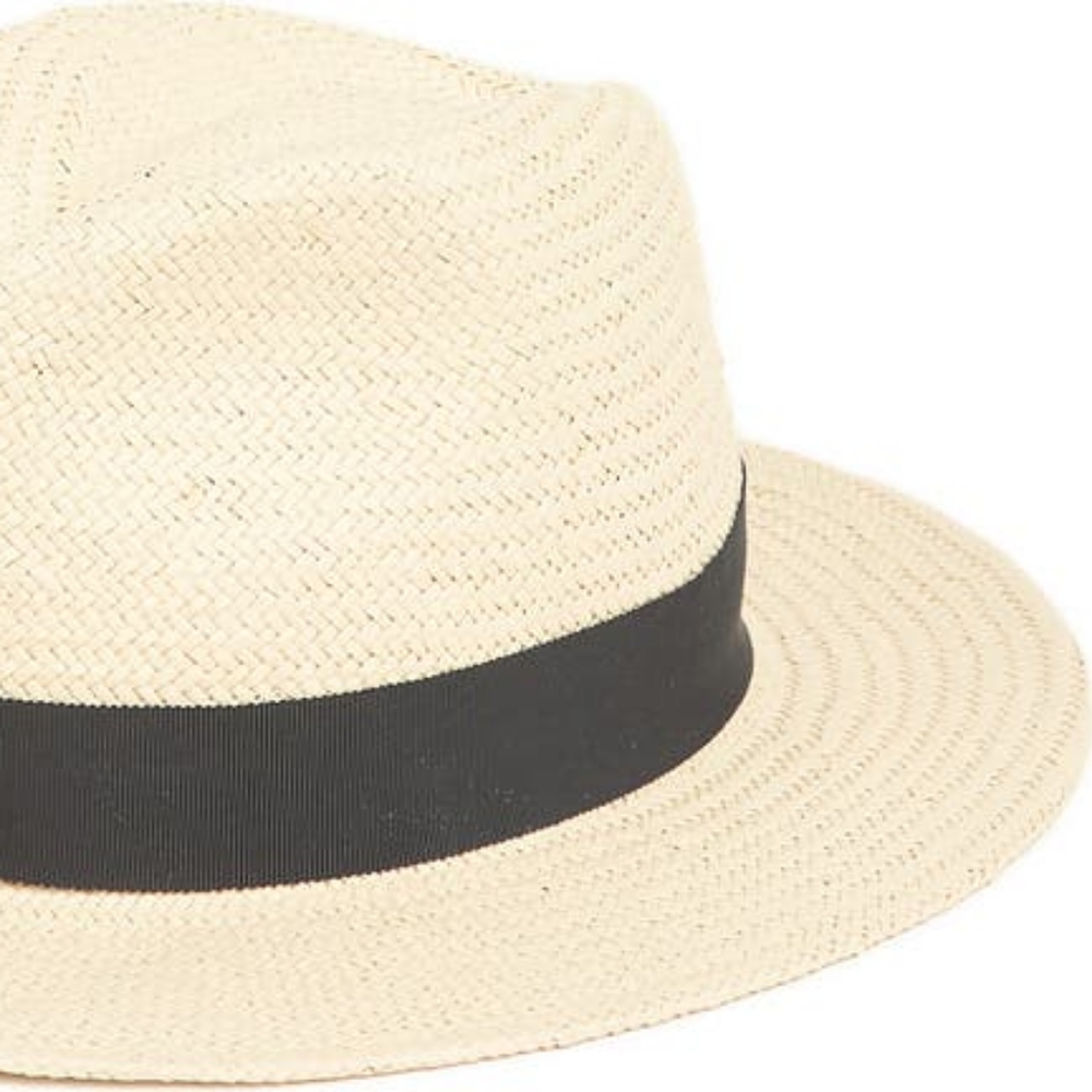 🎉HP🎉 NEW Kate Spade Trilby Hat in Natural with Black Trim - Picture 3 of 12